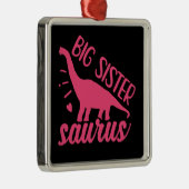 Big Sister Saurus in roze Metalen Ornament (Rechts)