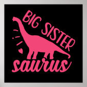Big Sister Saurus in roze Poster (Voorkant)