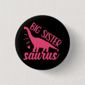 Big Sister Saurus in roze Ronde Button 3,2 Cm (Voorkant)