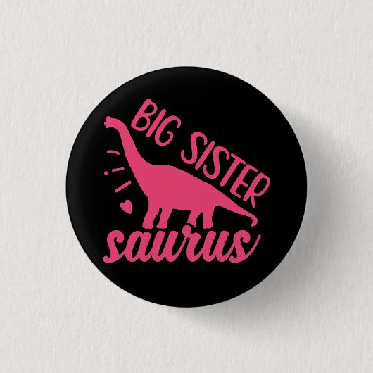 Big Sister Saurus in roze Ronde Button 3,2 Cm (Voorkant)