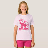 Big Sister Saurus in roze T-shirt (Voorkant volledig)