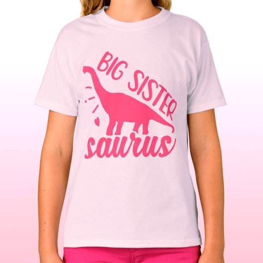 Big Sister Saurus in roze T-shirt