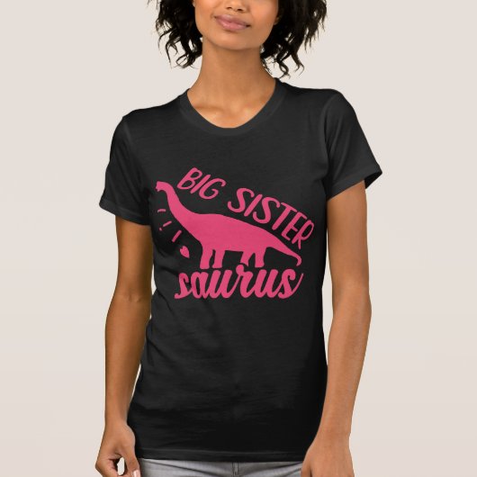 Big Sister Saurus in roze T-shirt (Voorkant)