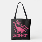 Big Sister Saurus in roze Tote Bag (Achterkant)