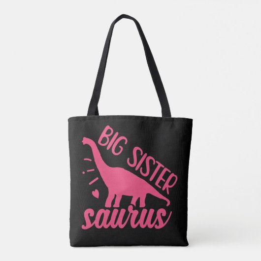 Big Sister Saurus in roze Tote Bag (Achterkant)