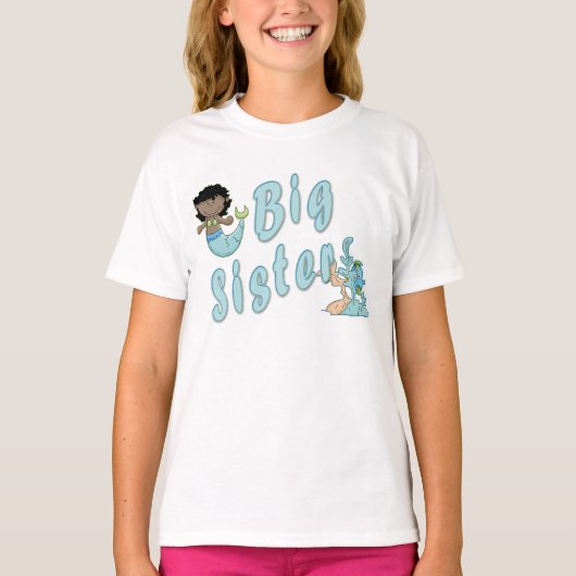 Big Sister Schattige Zeemeermin van Kleur T-shirt (Voorkant)