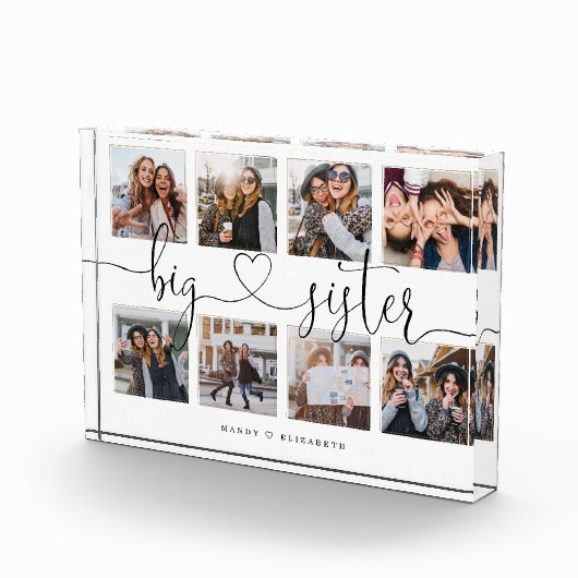 Big Sister Script Gift for Sister Photo Collage Fotoblokken (Rechts)