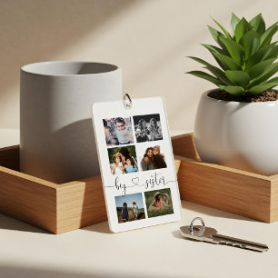 Big Sister Script Gift for Sister Photo Collage Sleutelhanger