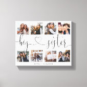 Big Sister Script | Gift for Sisters Photo Collage Canvas Afdruk (Voorkant)