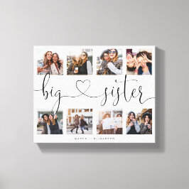 Big Sister Script | Gift for Sisters Photo Collage Canvas Afdruk