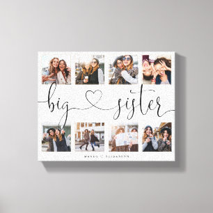 Big Sister Script   Gift for Sisters Photo Collage Canvas Afdruk