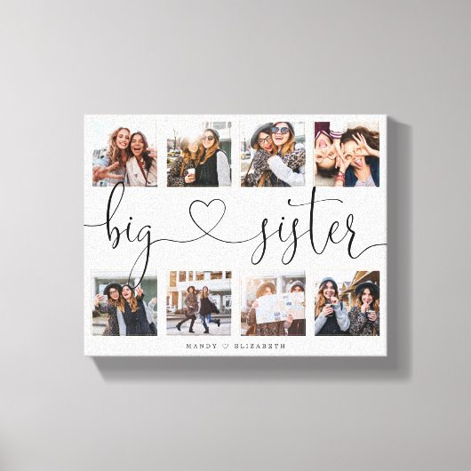 Big Sister Script | Gift for Sisters Photo Collage Canvas Afdruk (Voorkant)