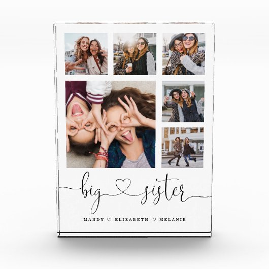 Big Sister Script | Gift for Sisters Photo Collage Fotoblokken (Voorkant)