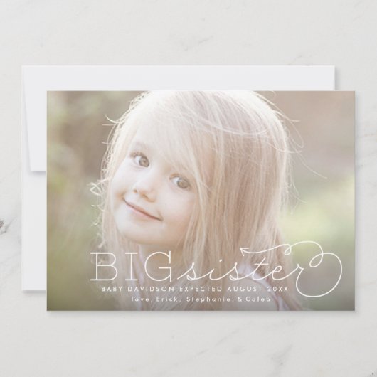 Big Sister Sibling Foto Zwangerschap Aankondiging (Voorkant)