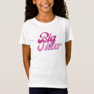 Big Sister Sis Matching Little Sister Retro Pink T-shirt
