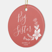 Big Sister Speciaal handgeschreven Script Coral Keramisch Ornament (Links)