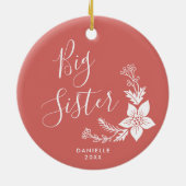 Big Sister Speciaal handgeschreven Script Coral Keramisch Ornament (Achterkant)
