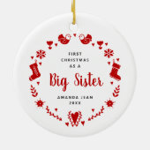 Big Sister Specialized Girl Name Festive Wreate Keramisch Ornament (Achterkant)