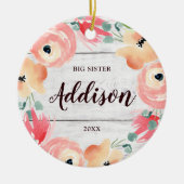 Big Sister Specialized Rustic Pink Floral Wreater Keramisch Ornament (Voorkant)
