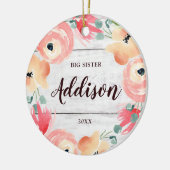 Big Sister Specialized Rustic Pink Floral Wreater Keramisch Ornament (Links)