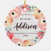 Big Sister Specialized Rustic Pink Floral Wreater Keramisch Ornament (Achterkant)