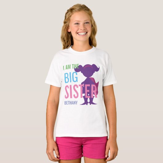 Big Sister Specialized Superheld Silhouette Girls T-shirt (Voorkant volledig)