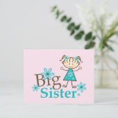 Big Sister Stick Figuur Briefkaart (Staand voorkant)