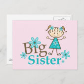 Big Sister Stick Figuur Briefkaart (Voorkant / Achterkant)