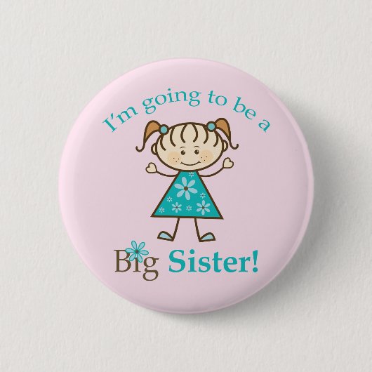 Big Sister Stick Figuur Ronde Button 5,7 Cm (Voorkant)