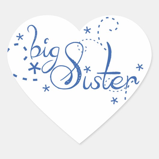 Big Sister Swirl Design Hart Sticker (Voorkant)