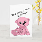 Big Sister Teddy Bear Aangepast Wenskaart Kaart (Gele Bloem)