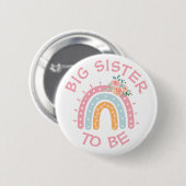 Big Sister to be Baby shower Button Regenboog them (Voorkant /achterkant)