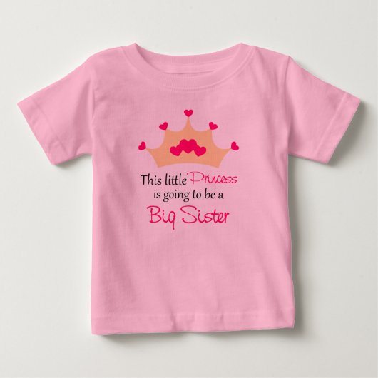 Big Sister to Be Princess gepersonaliseerd T-Shirt (Voorkant)