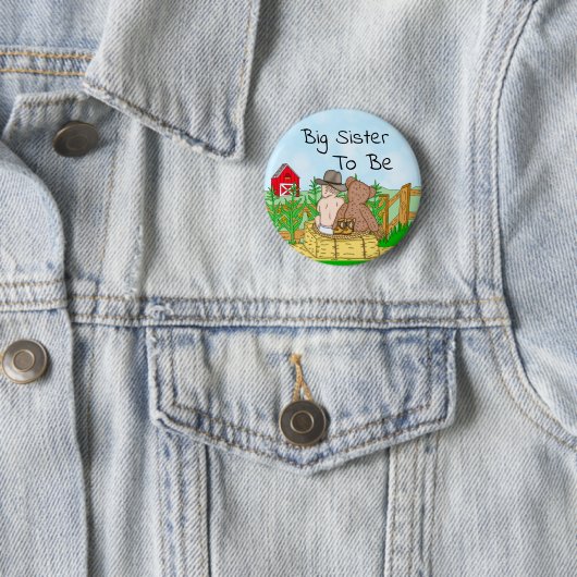 Big Sister to Boy' Baby shower Ronde Button 5,7 Cm (In situ)