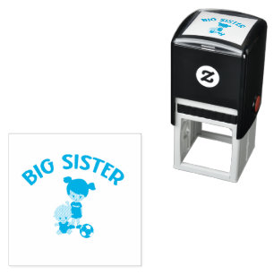 Big Sister to New Baby Brother Self-inking Stamp Zelfinktende Stempel
