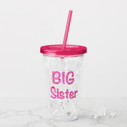 Big Sister Typografie Acryl Drinkbeker (Achterkant ijs)