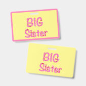 Big Sister Typografie Badge (Voor- en achterkant)