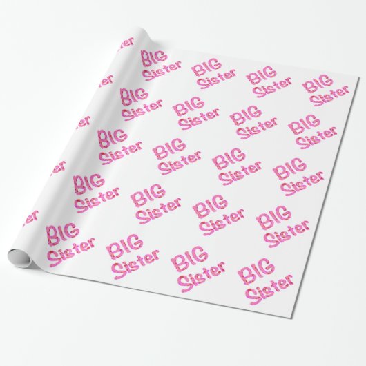Big Sister Typografie Cadeaupapier (Uitgerold)