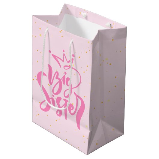 Big Sister Typografie Modern Tekst Medium Cadeauzakje (Voorkant Gekanteld)