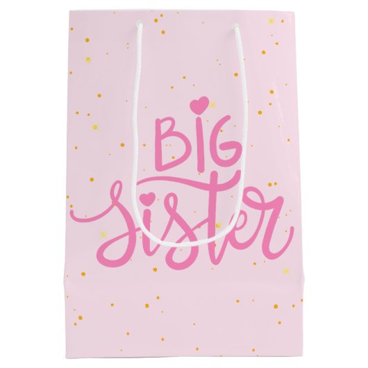 Big Sister Typografie Modern Tekst Medium Cadeauzakje (Achterkant)