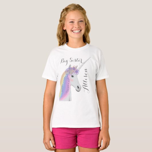 Big Sister Unicorn Aangepast T-shirt (Voorkant volledig)