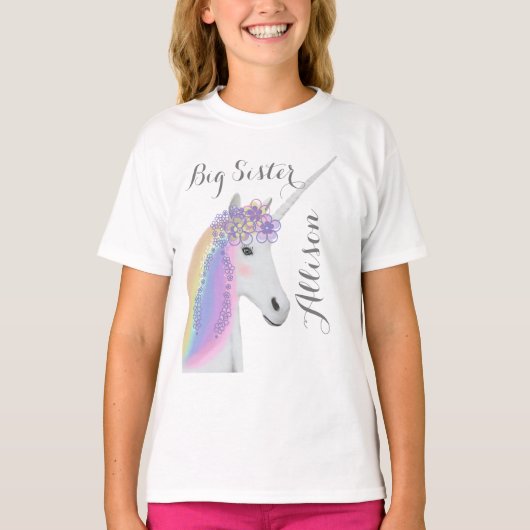 Big Sister Unicorn Aangepast T-shirt (Voorkant)