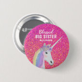 Big Sister Unicorn Pink Glitter Naam Ronde Button 5,7 Cm (Voorkant /achterkant)