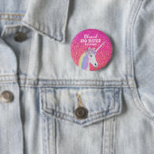 Big Sister Unicorn Pink Glitter Naam Ronde Button 5,7 Cm (In situ)