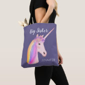 Big Sister Unicorn Rainbow Paars gepersonaliseerd Tote Bag (Dichtbij)