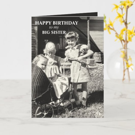 Big Sister Verjaardag, broers en zussen Kaart (Gele Bloem)