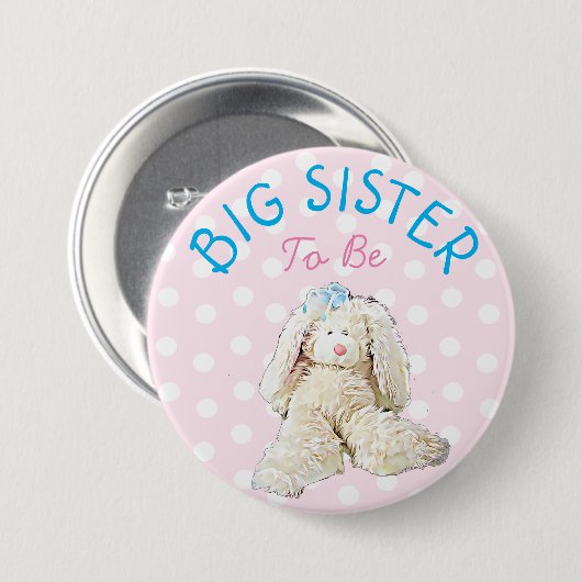 Big Sister voor Baby Cute Bunny Shower Button (Voorkant /achterkant)