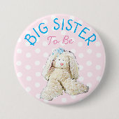 Big Sister voor Baby Cute Bunny Shower Button (Voorkant)