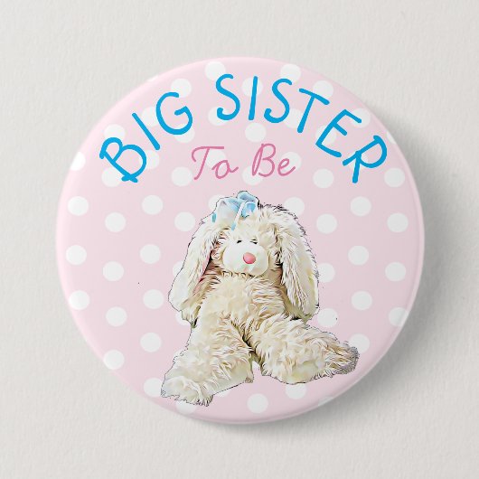 Big Sister voor Baby Cute Bunny Shower Button (Voorkant)