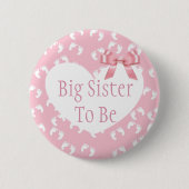Big Sister voor Roze Bow Baby shower Button (Voorkant)